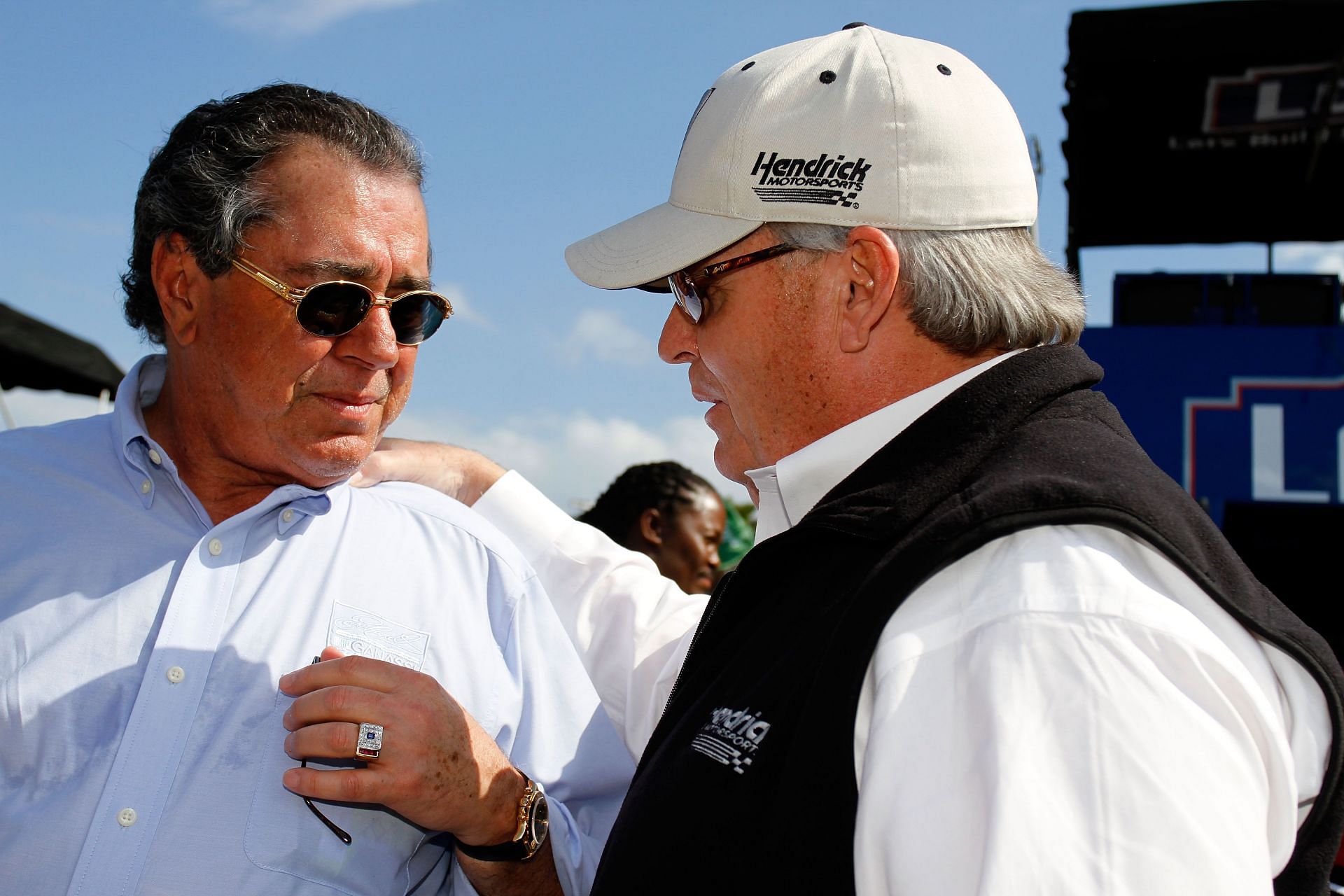 Team owners Felix Sabates (L) and Rick Hendrick before the 2011 NASCAR Cup Series Gatorade Duel. Source: Getty